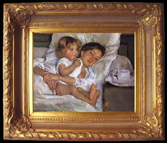 framed  Mary Cassatt Breakfast on bed, Ta021